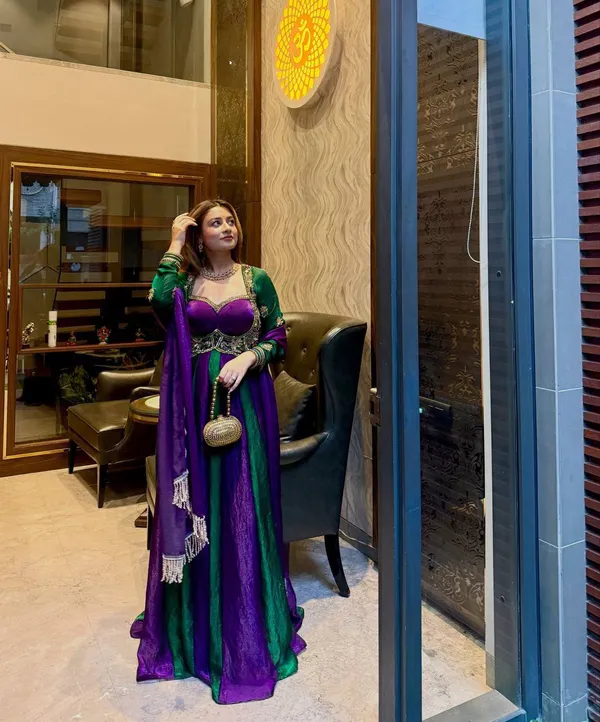 Purple_And_Green_Silk_Gown_For_Women
