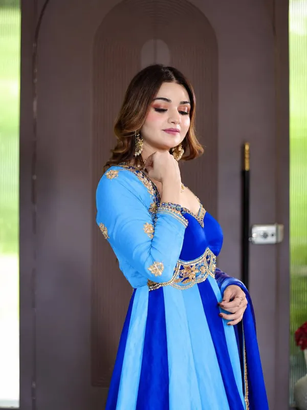 Royal_Blue_Silk_Gown_For_Women