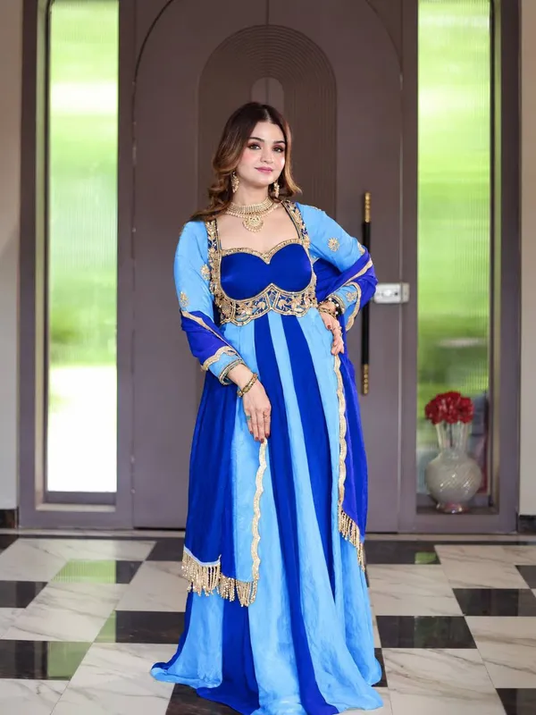 Royal_Blue_Silk_Gown_For_Women