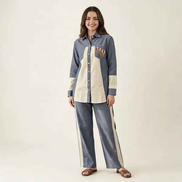 Grey_Casual_Shirt_And_Trouser_Set_for_Women