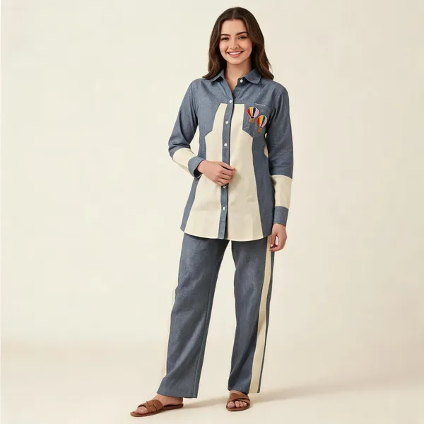 Grey_Casual_Shirt_And_Trouser_Set_for_Women
