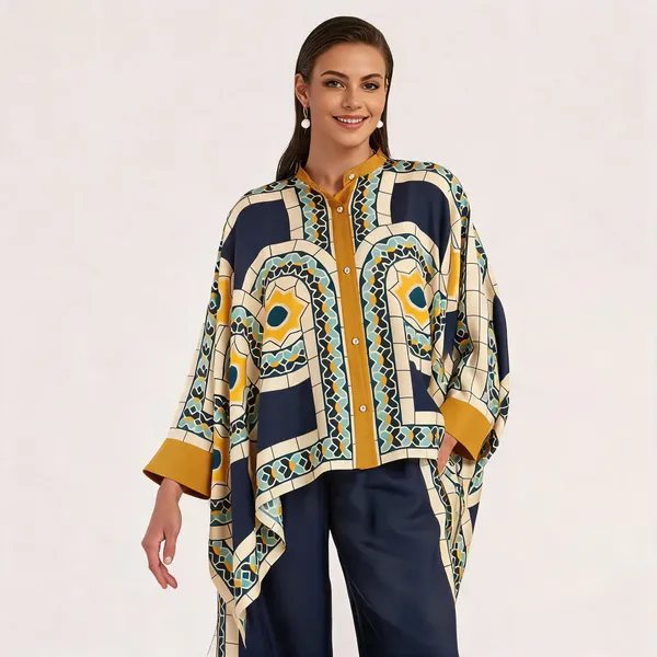 Navy_Printed_Cape_Style_Co_Ord_Set_For_Women
