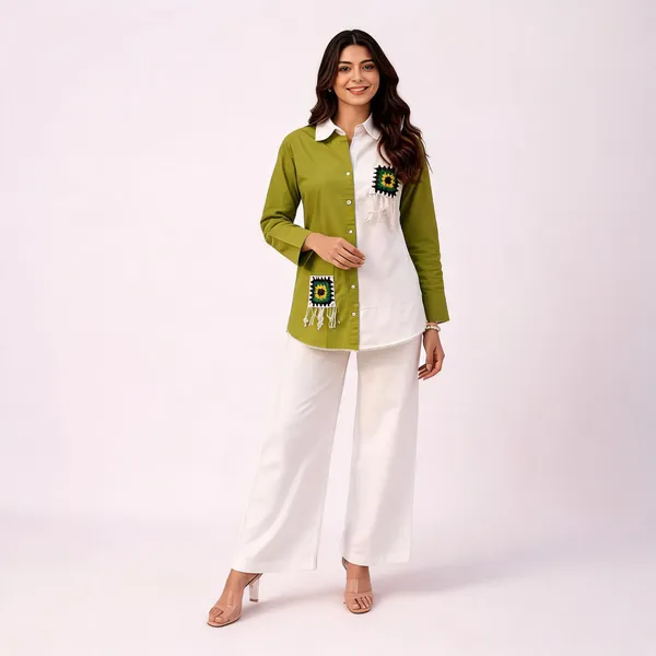 Green_And_White_Embroidered_Kurta_Set_For_Women