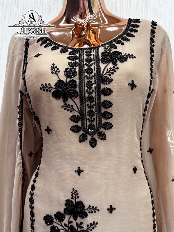 Brown_Chiffon_Handwork_Embroidered_Suit_Set_For_Women