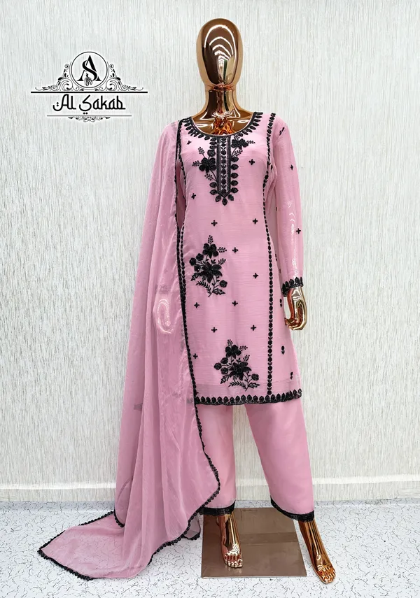 Pink_Chiffon_Handwork_Embroidered_Suit_Set_For_Women