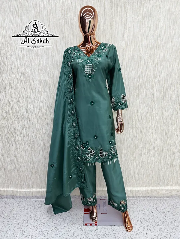 Green_Cotton_Embroidered_Cutwork_Suit_Set_For_Women