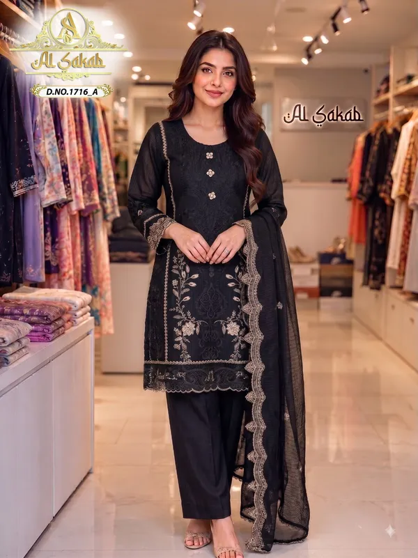 Black_Organza_Embroidered_Cutwork_Suit_Set_For_Women