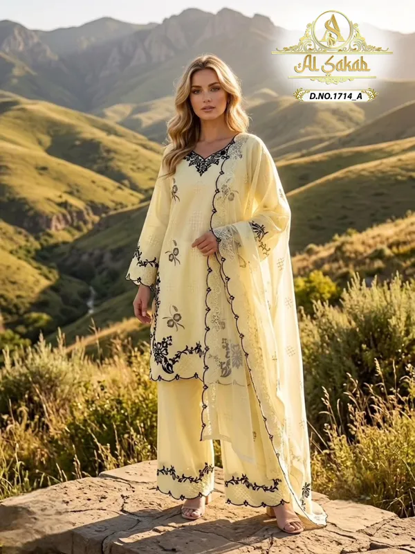 Yellow_Roman_Silk_Embroidered_Cutwork_Suit_Set_For_Women