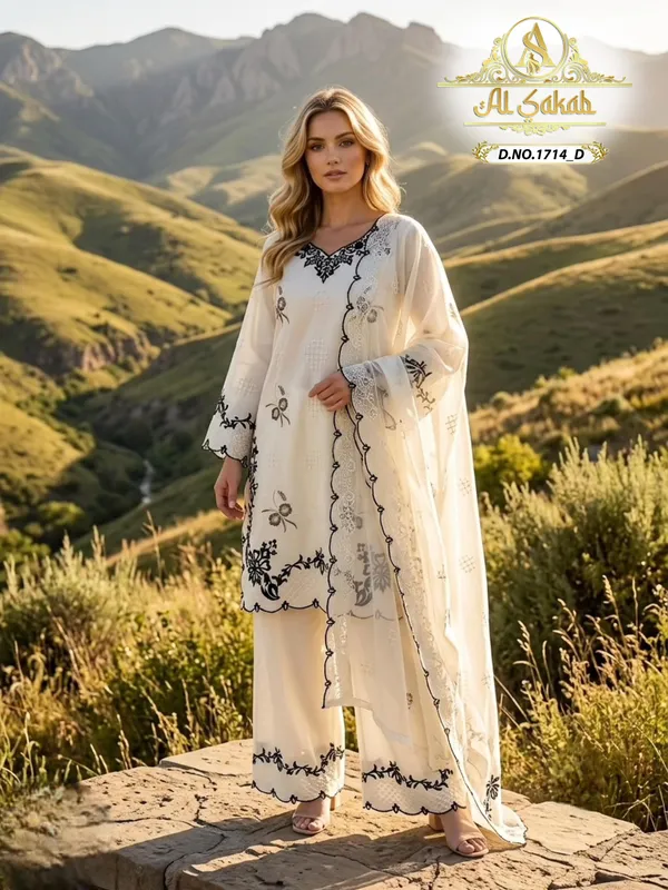 White_Roman_Silk_Embroidered_Cutwork_Suit_Set_For_Women