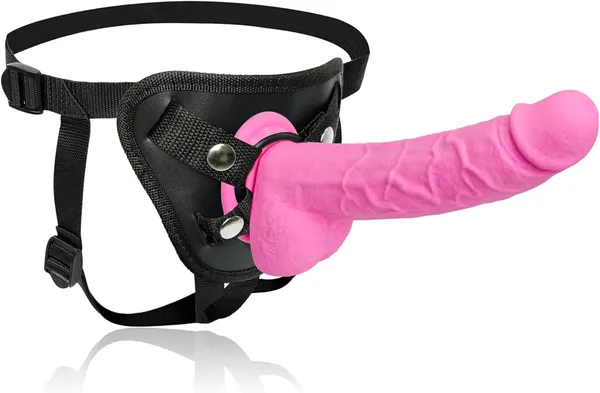 Realistic_Liquid_Silicone_Strap_On_Dildo_with_Adjustable_Harness_Kit
