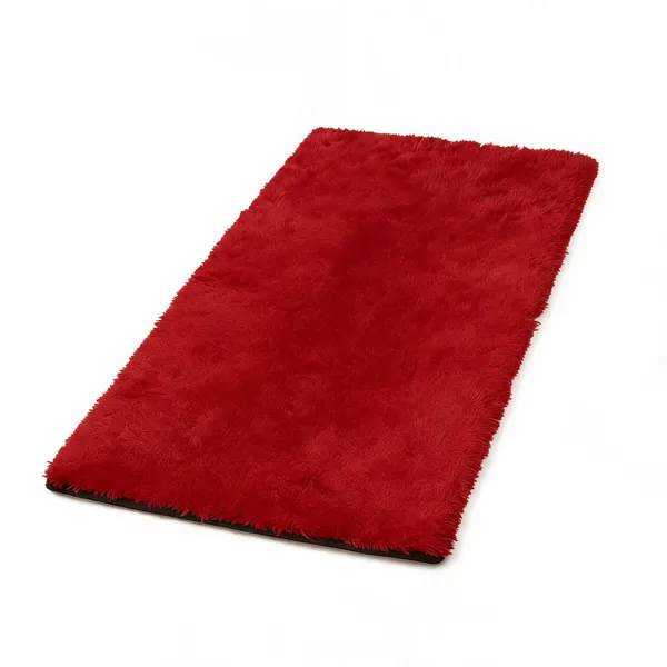 Polyester_Shaggy_Solid_Red_Runner_Rug