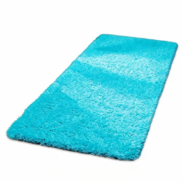 Polyester_Shaggy_Solid_Sky_Blue_Runner_Rug