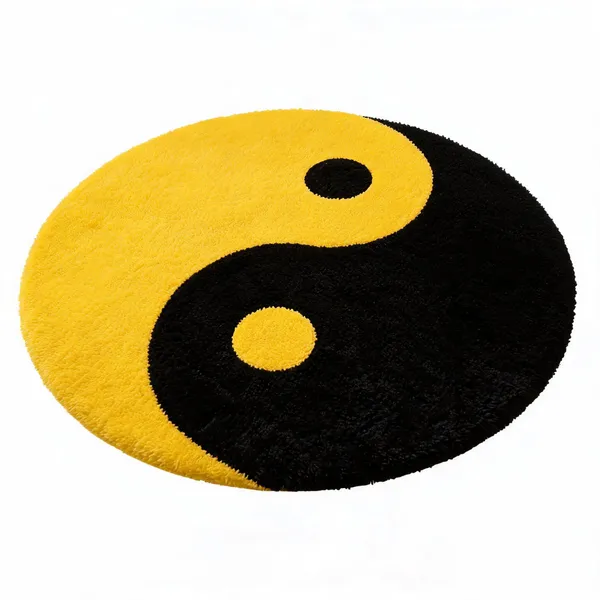 Polyester_Shag_Solid_Black_Yellow_Area_Rug