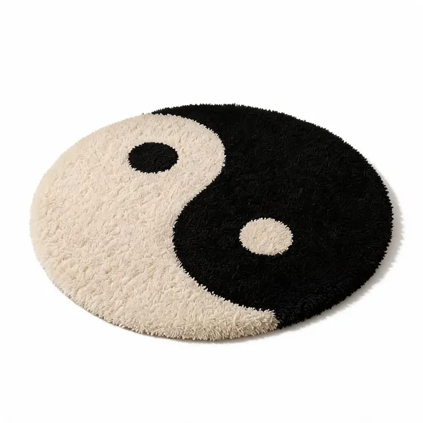 Polyester_Shag_Solid_Black_Ivory_Area_Rug