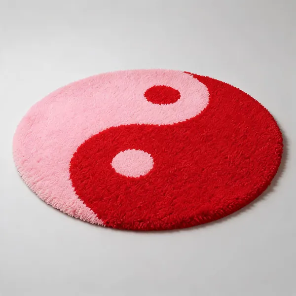 Polyester_Shaggy_Solid_Red_Pink_Area_Rug