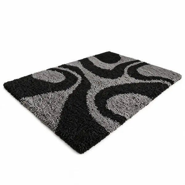 Polyester_Shaggy_Solid_Grey_Black_Carpet