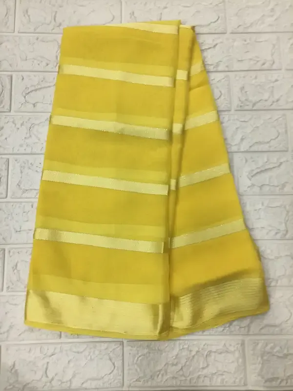 Yellow_Georgette_Striped_Saree_For_Women
