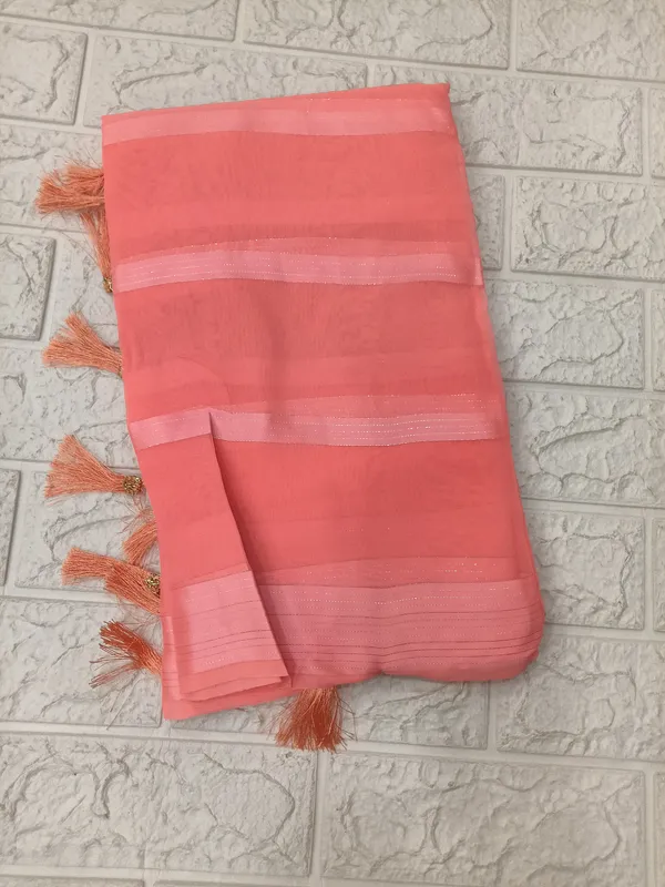 Pink_Georgette_Striped_Saree_With_Tassels_for_Women