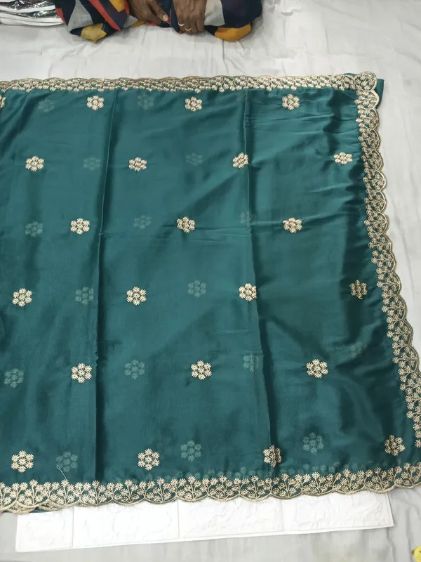 Teal_Embroidered_Saree_for_Women