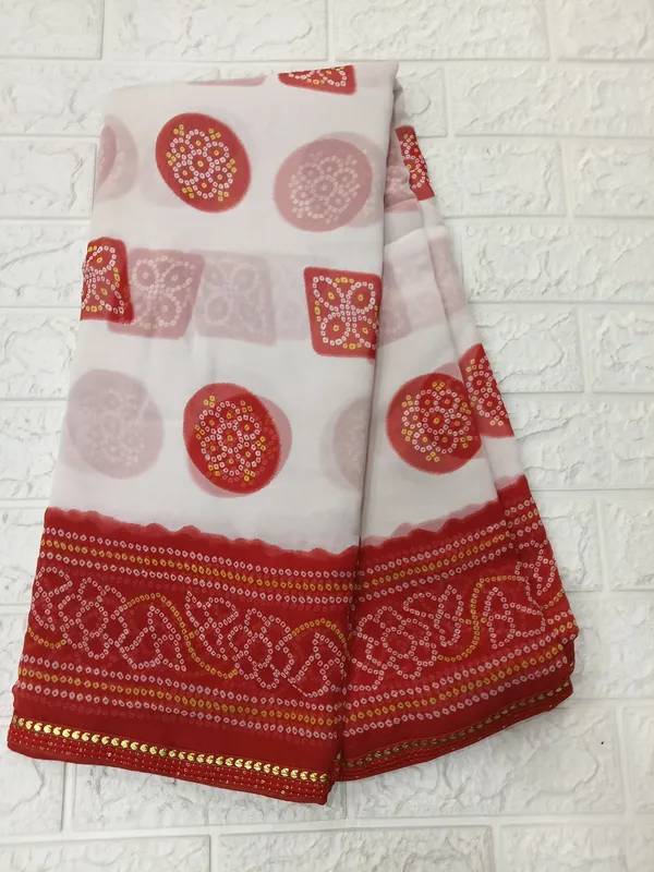 White_Printed_Saree_With_Red_Border_for_Women