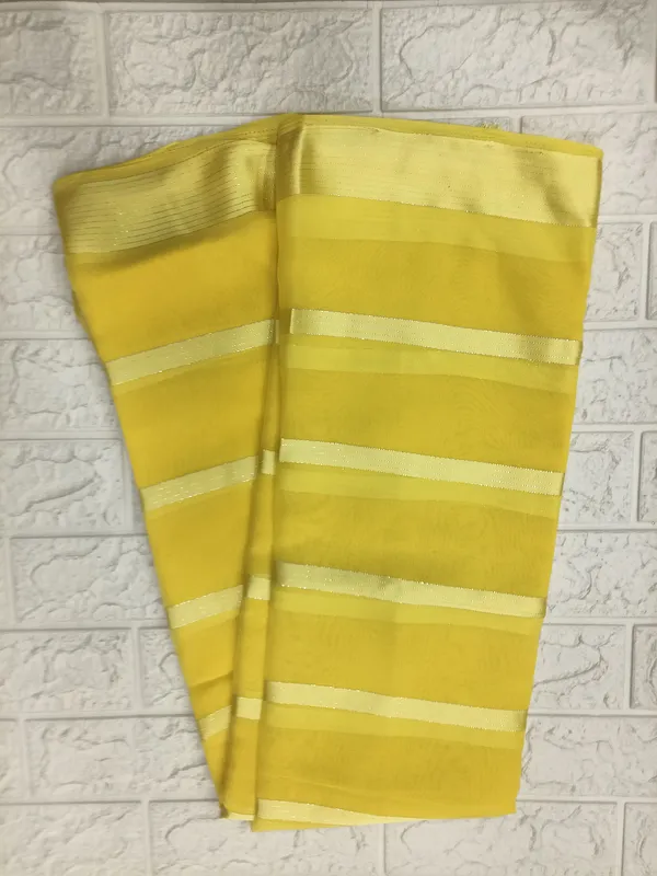 Yellow_Georgette_Striped_Saree_For_Women