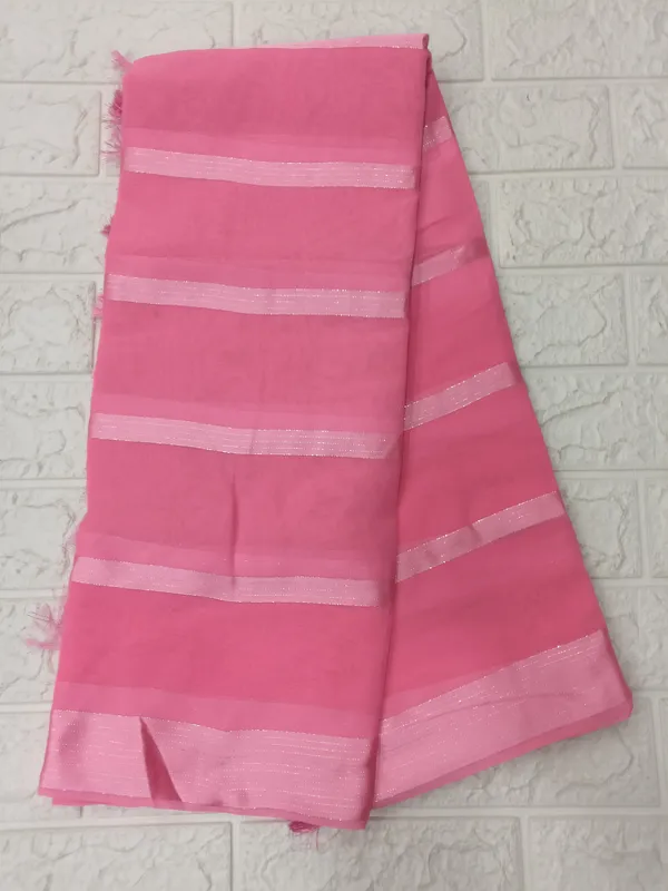 Pink_Georgette_Striped_Saree_With_Tassel_Border_for_Women