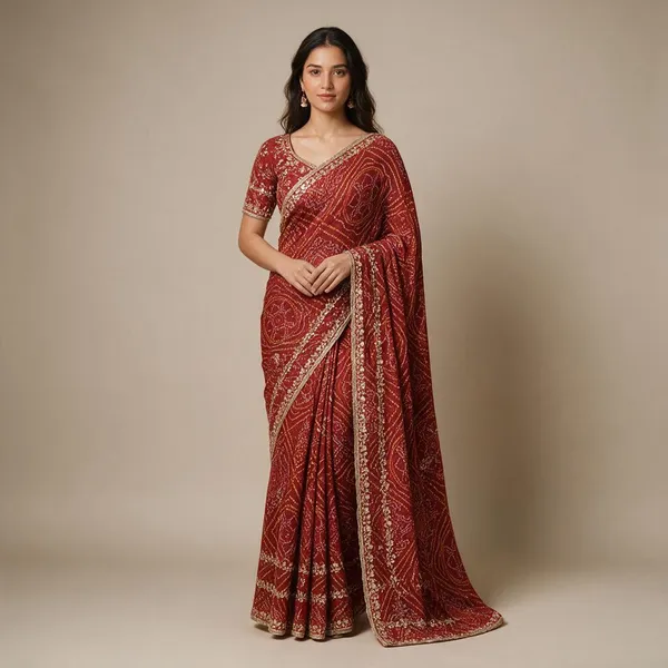 Red_Chiffon_Embroidered_Saree_For_Women