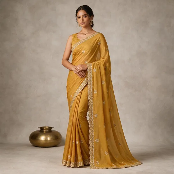 Mustard_Embroidered_Saree_For_Women
