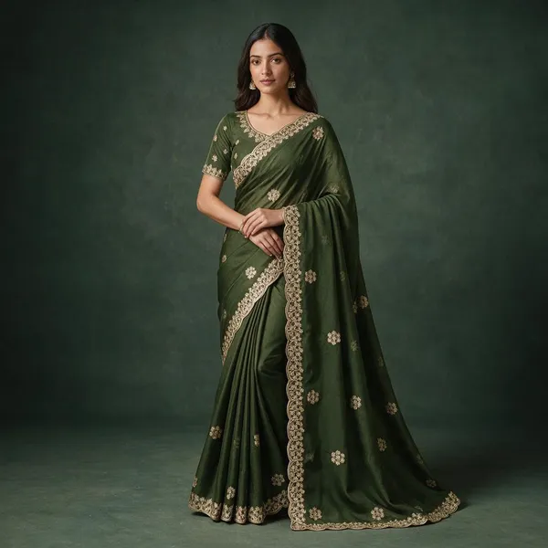 Green_Embroidered_Saree_For_Women