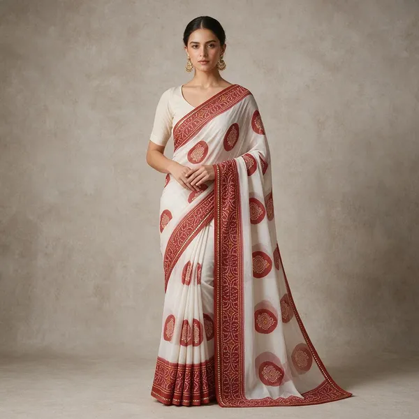 White_Sheer_Printed_Saree_For_Women