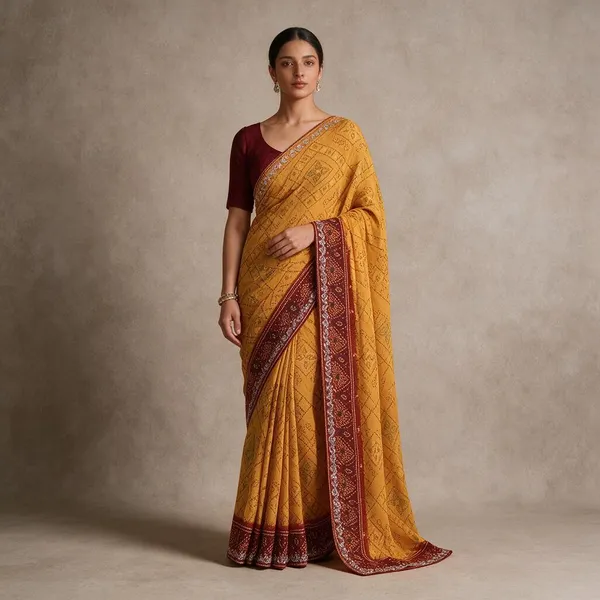 Mustard_Printed_Saree_For_Women
