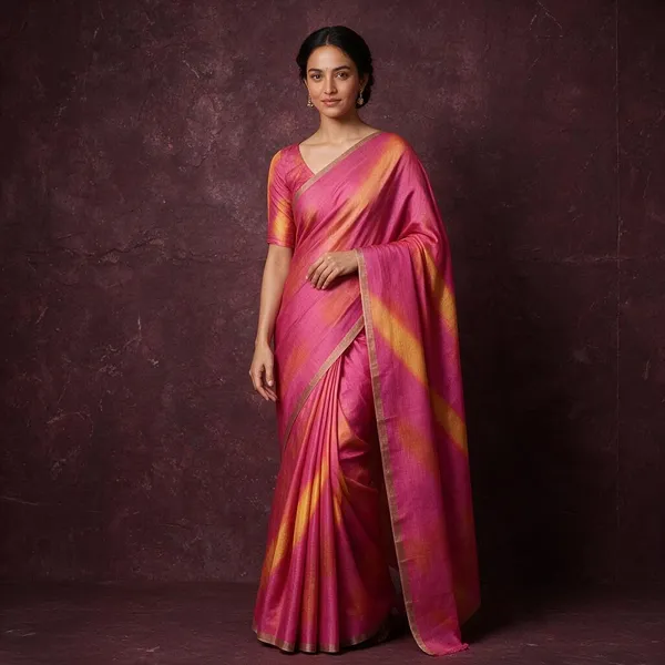 Pink_Woven_Gradient_Saree_For_Women