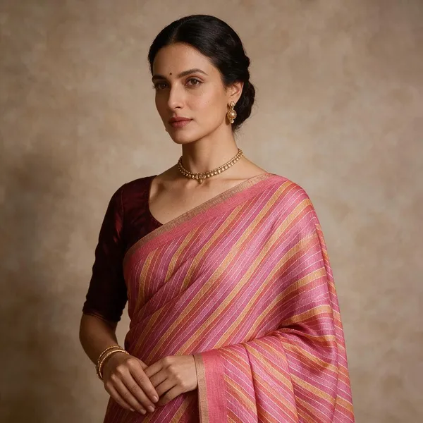 Pink_Striped_Saree_For_Women