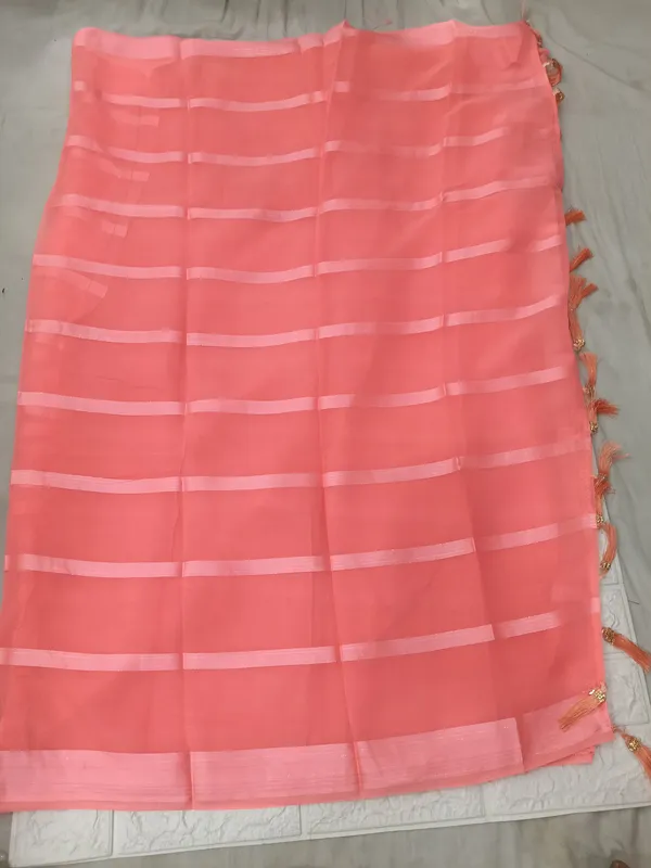 Pink_Georgette_Striped_Saree_With_Tassels_for_Women