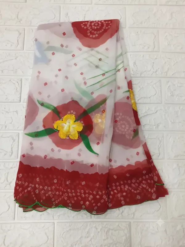 White_Sheer_Floral_Print_Saree_For_Women