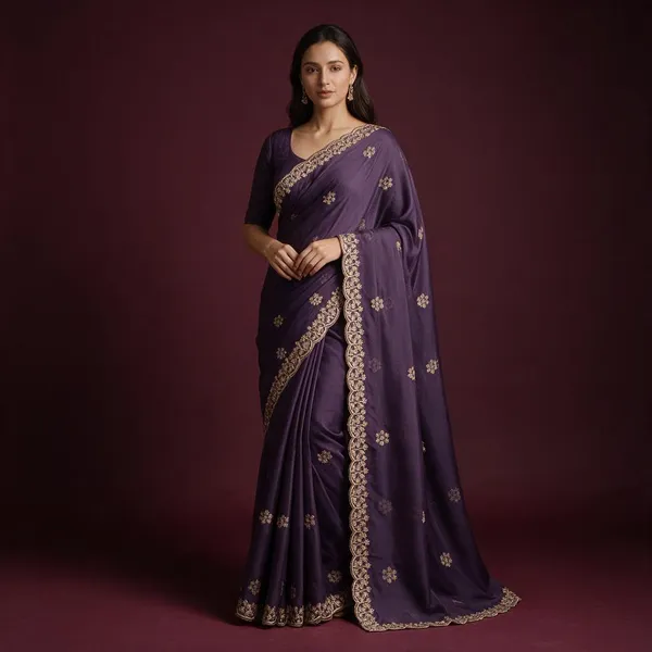 Purple_Embroidered_Fabric_Saree_For_Women