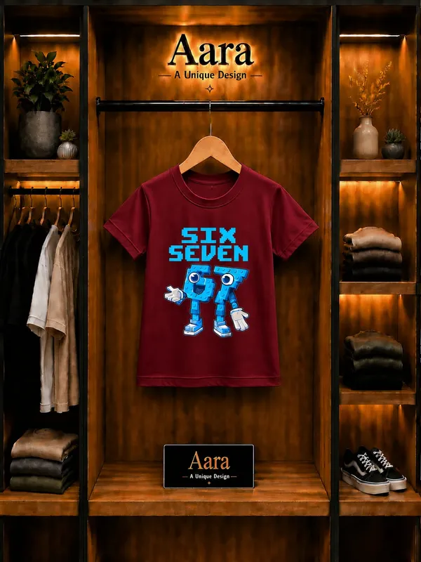 Grey_And_Maroon_Printed_Crew_Neck_T-Shirt_For_Kids
