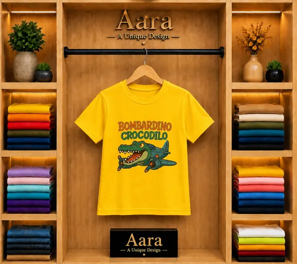 Yellow_Graphic_Print_Short_Sleeve_T-Shirt_For_Boys