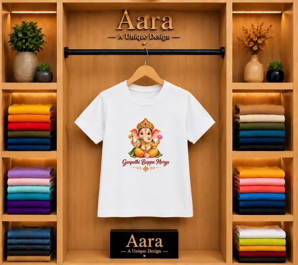 White_Regular_Fit_Ganpati_Graphic_T-Shirt_For_Kids