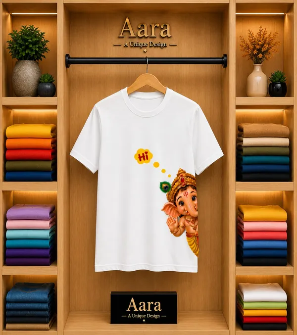 White_Printed_Round_Neck_T-Shirt_For_Kids