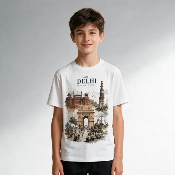 White_Printed_Crew_Neck_T-Shirt_For_Kids