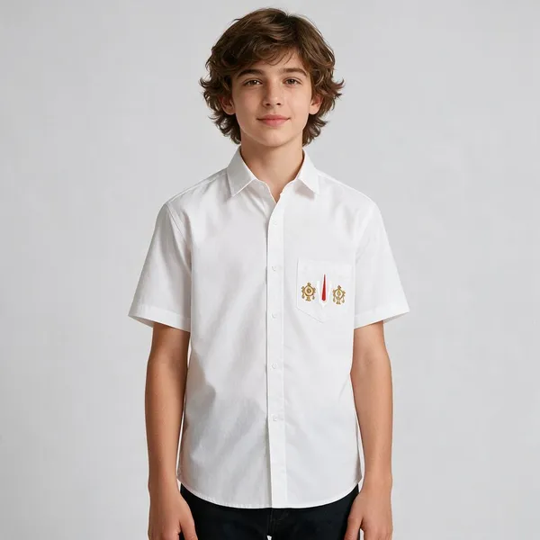 White_Short_Sleeve_Casual_Shirt_For_Kids
