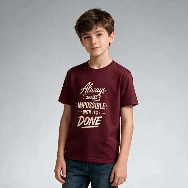 Maroon_Knit_Regular_Fit_T-Shirt_For_Kids