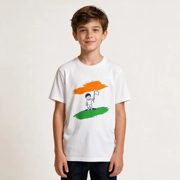 White_Graphic_Print_Crew_Neck_T-Shirt_For_Kids