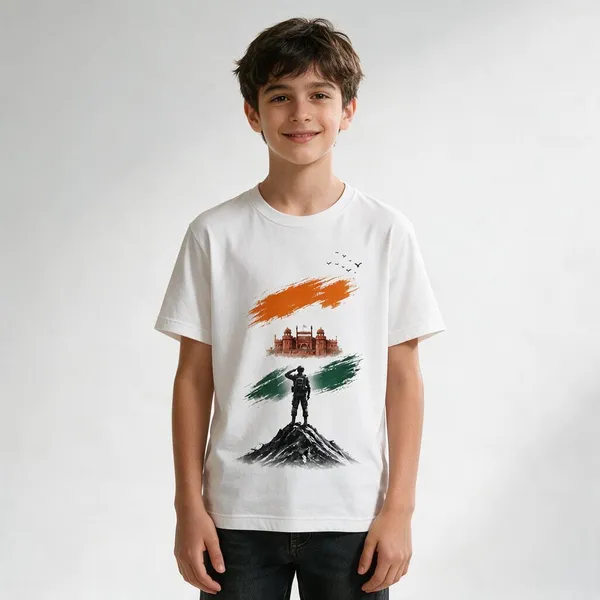 White_Graphic_Print_Crew_Neck_T-Shirt_For_Kids