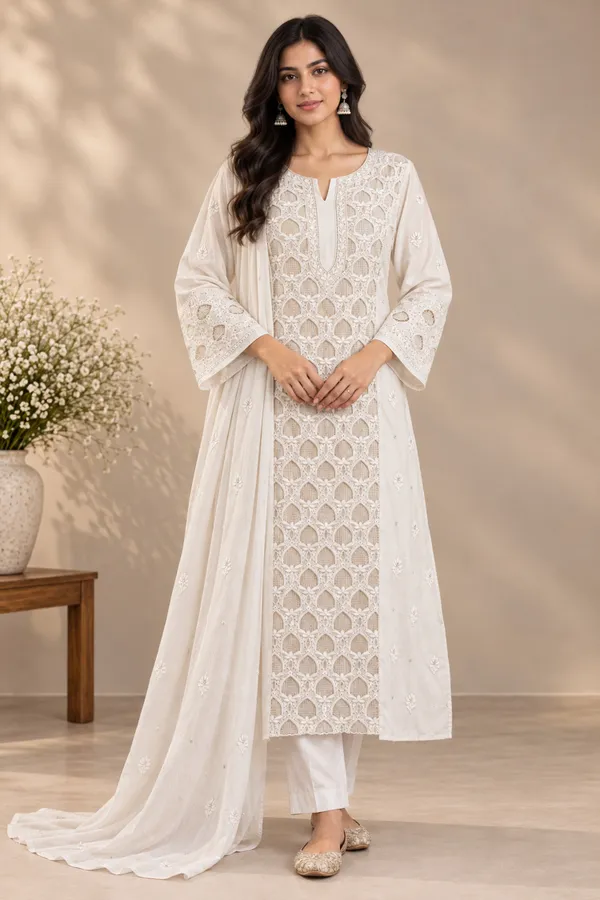 Ivory_Embroidered_Kurta_Set_For_Women