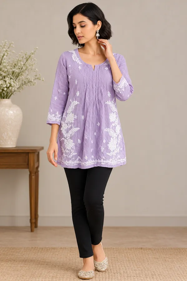 Lavender_Embroidered_Straight_Kurti_for_Women