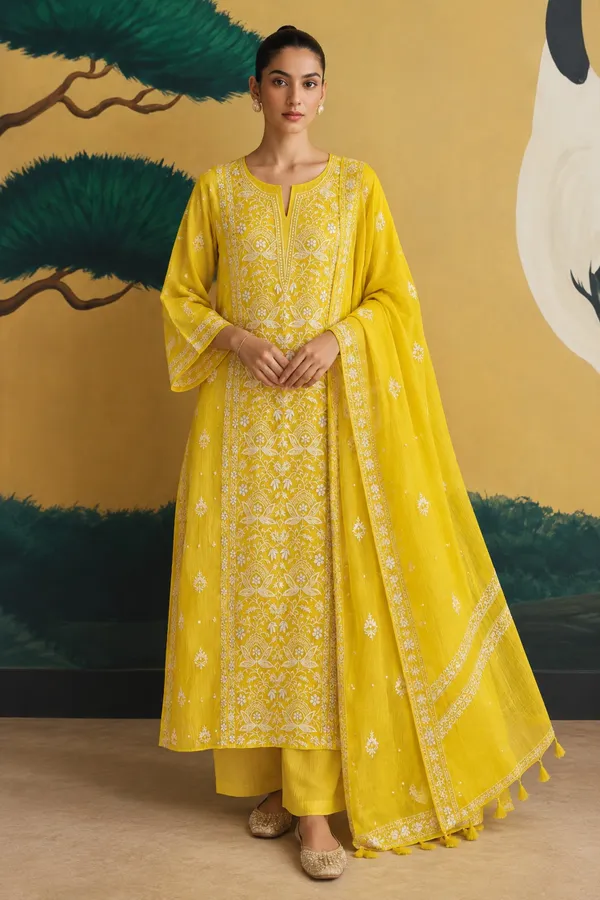 Yellow_Embroidered_Straight_Kurta_Set_For_Women
