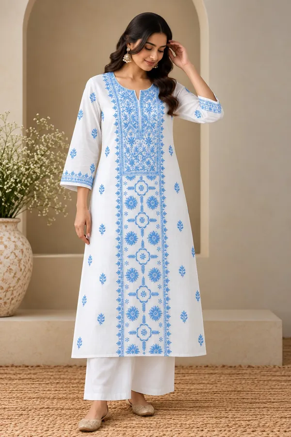 White_Printed_Straight_Kurta_Set_For_Women