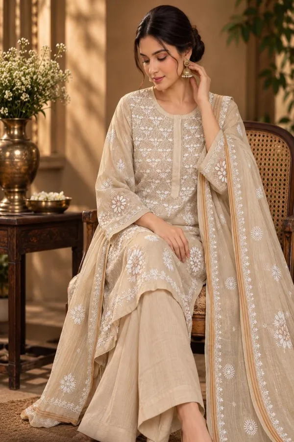 Beige_Embroidered_Three-Piece_Suit_Set_For_Women